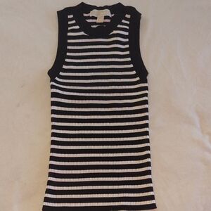 Michael Kors Black and White Striped Tank Top